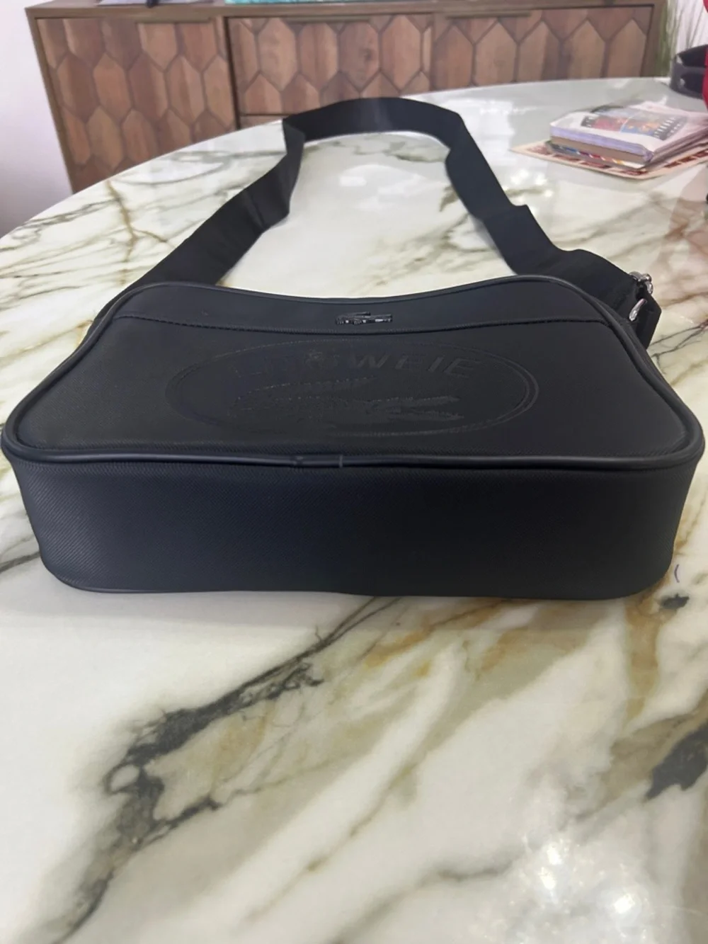 LACOSTE LUOWEIE Black Crossbody Messenger Bag with strap New - Picture 4 of 7